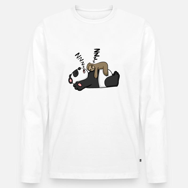 Faultier und Panda - Männer Premium Bio Langarmshirt - Weiß