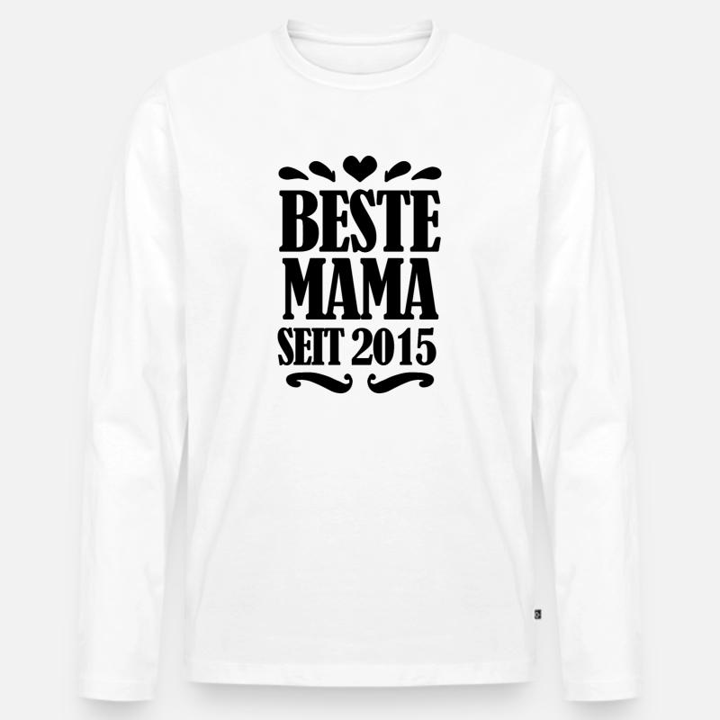 Beste Mama seit 2015 - Männer Premium Bio Langarmshirt - Weiß