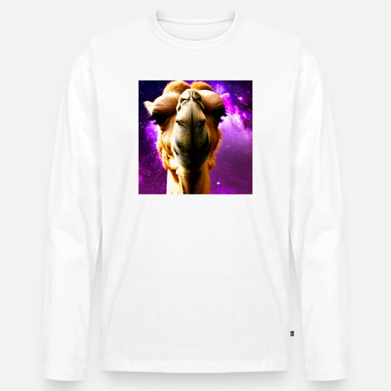 Dromedar Kopf - Kamel - Männer Premium Bio Langarmshirt - Weiß