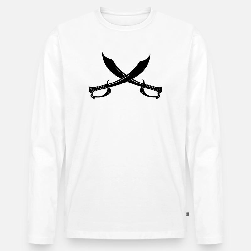 Zwei Schwerter - Männer Premium Bio Langarmshirt - Weiß