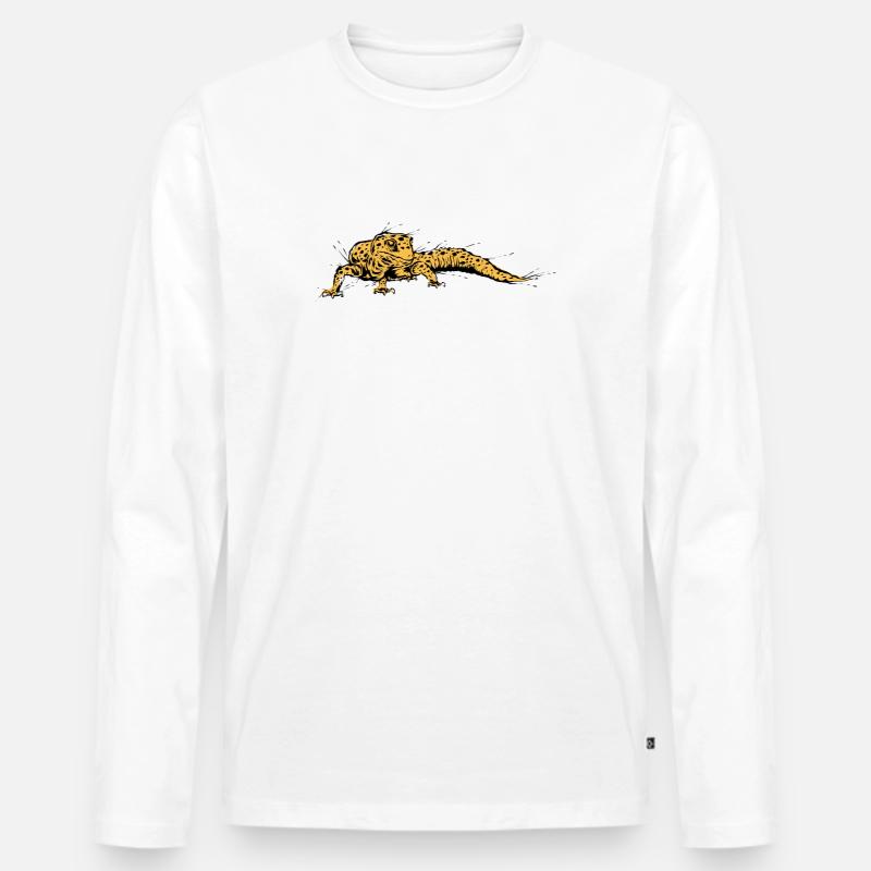 Eidechse - Männer Premium Bio Langarmshirt - Weiß