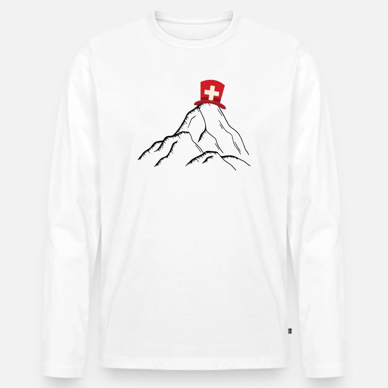 Schweizer Berge - Switzerland Liebe - Männer Premium Bio Langarmshirt - Weiß