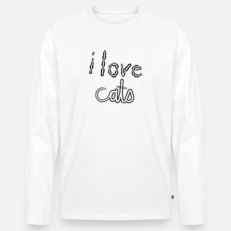 ICH LIEBE KATZEN - Männer Premium Bio Langarmshirt - Weiß