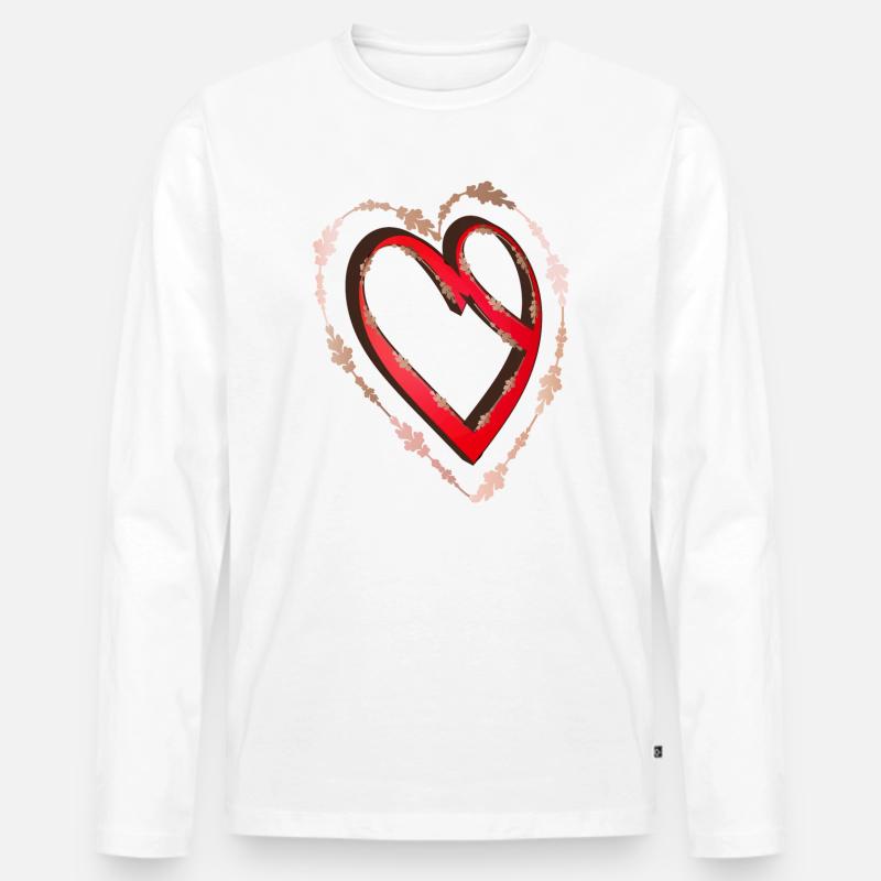 nostalgisches rotes Kalligrafie Herz - Männer Premium Bio Langarmshirt - Weiß