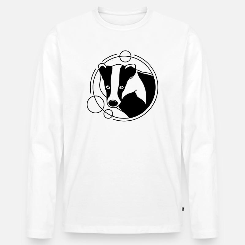 Dachs in geometrischer Form - Line-Art-Design - Männer Premium Bio Langarmshirt - Weiß