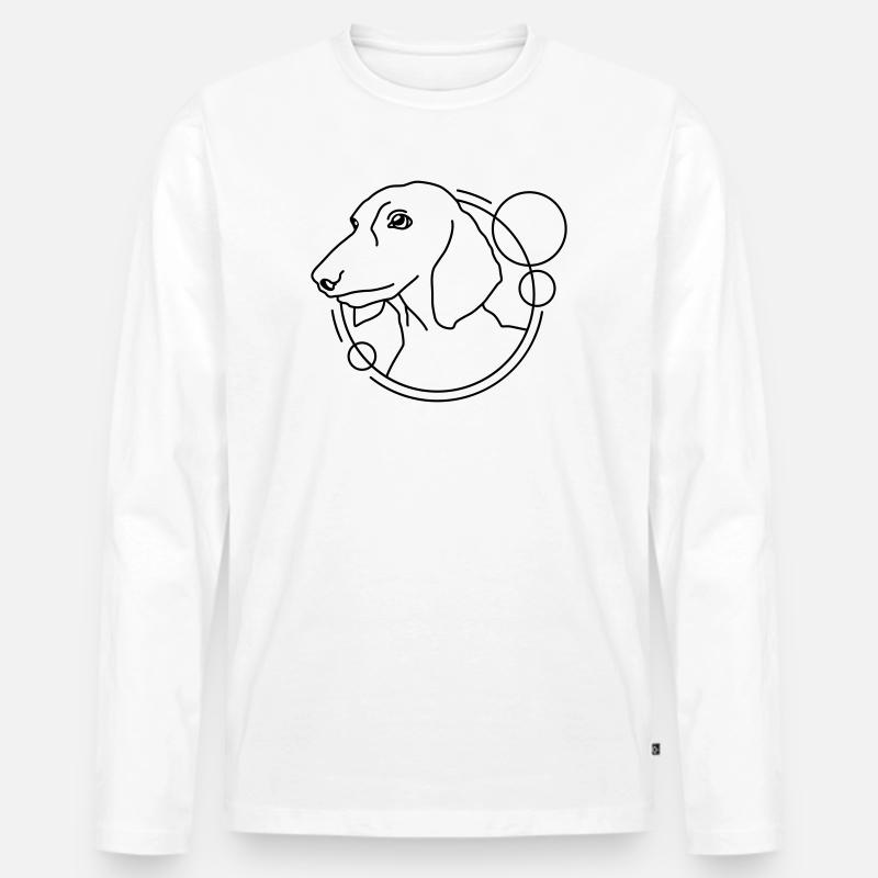 Dackel in geometrischer Form - Line-Art-Design - Männer Premium Bio Langarmshirt - Weiß