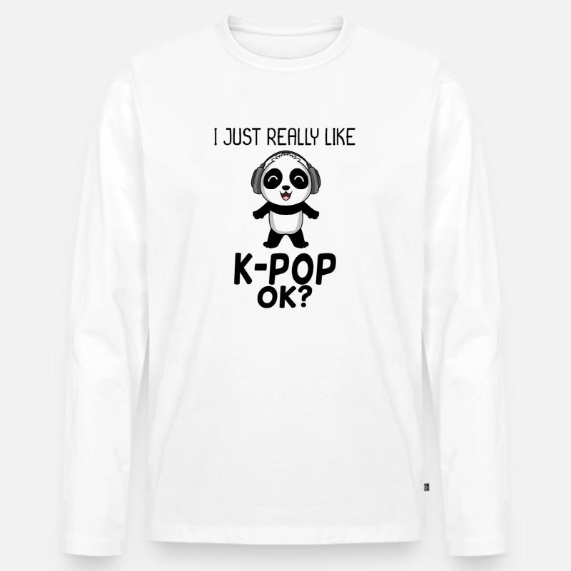 k Pop Spruch Panda - Männer Premium Bio Langarmshirt - Weiß