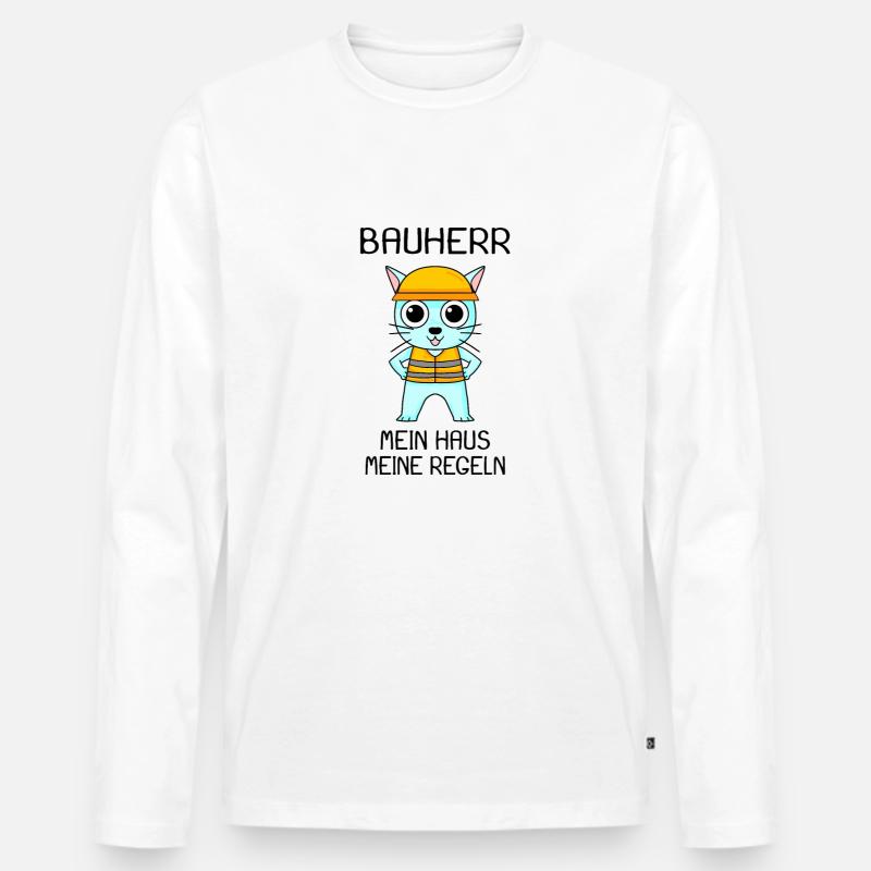 Bauherr Kind - Männer Premium Bio Langarmshirt - Weiß