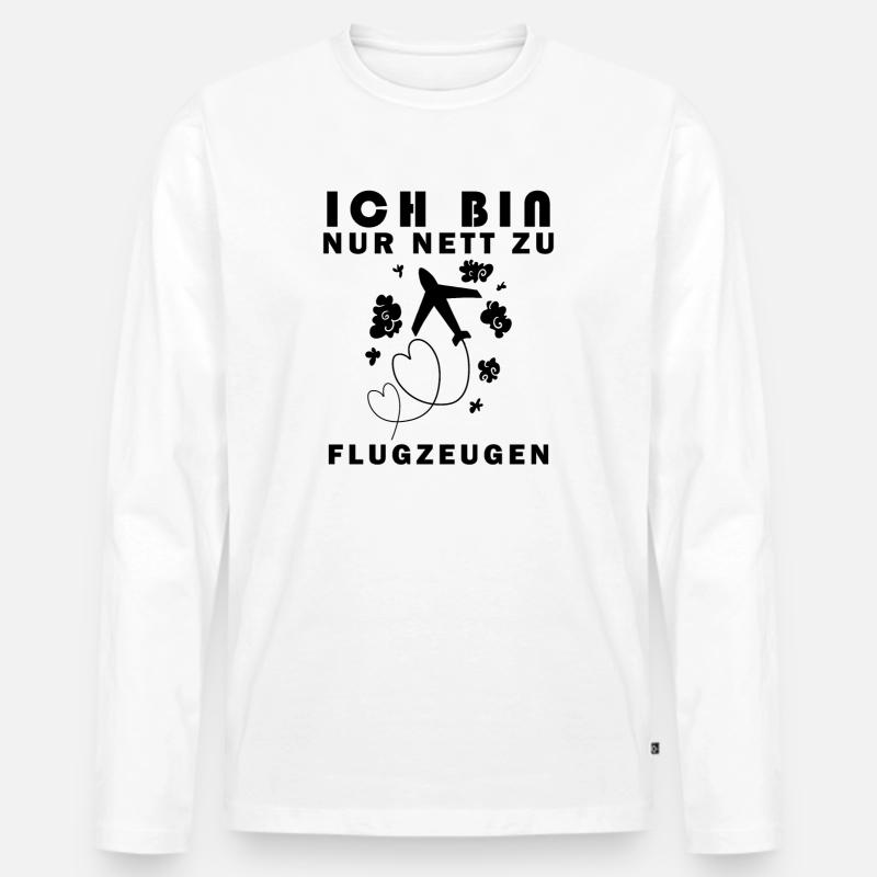 Flugzeug Spruch Geschenk - Männer Premium Bio Langarmshirt - Weiß
