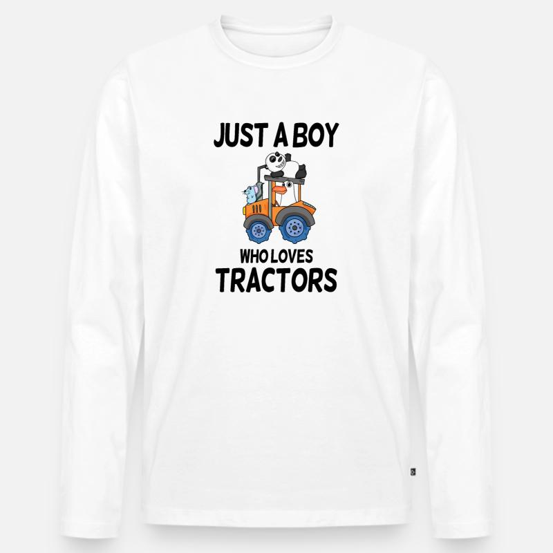 Traktor Trecker Spruch - Männer Premium Bio Langarmshirt - Weiß