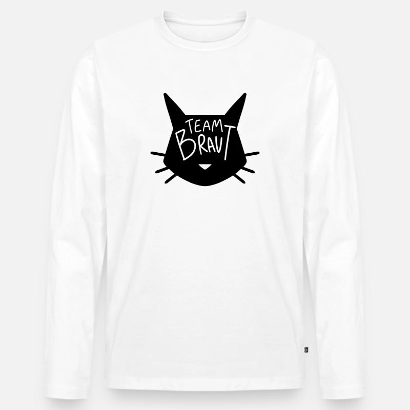 Team Braut Katze - Männer Premium Bio Langarmshirt - Weiß