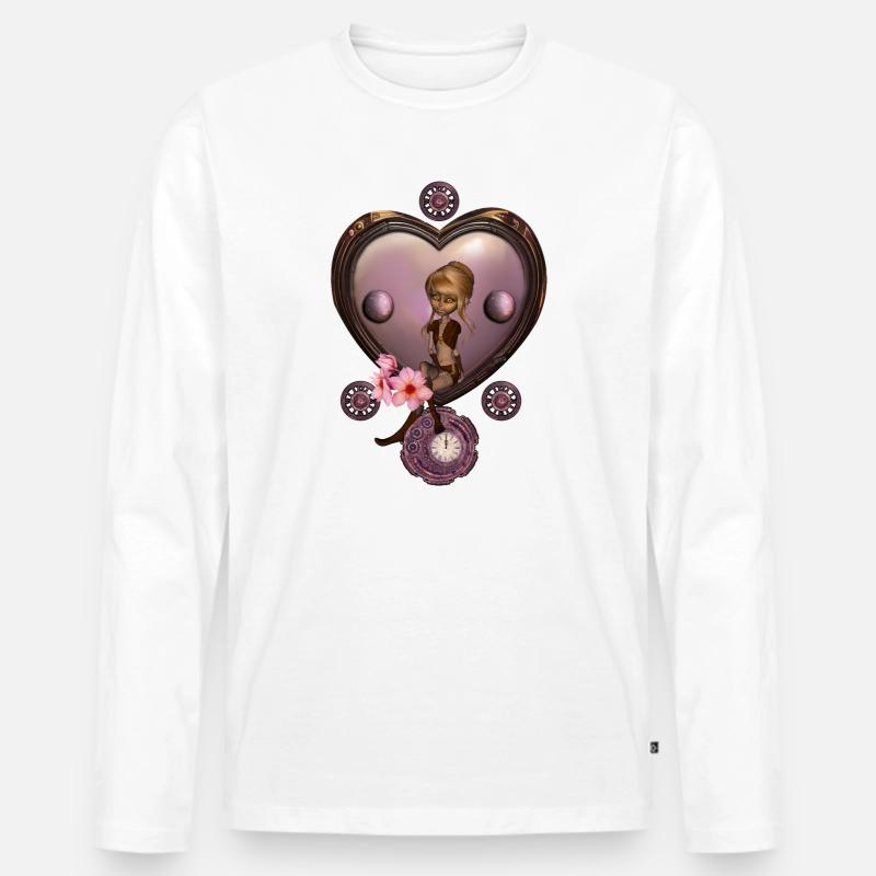 Wunderbares Steampunk-Herz mit Fee - Männer Premium Bio Langarmshirt - Weiß