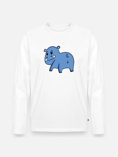 Nilpferd von hinten - Nilpferd Hintern - Nilpferd - Männer Premium Bio Langarmshirt - Weiß