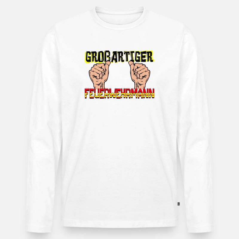 Lebensretter Feuerwehr Statement Feuerwehrmann - Männer Premium Bio Langarmshirt - Weiß