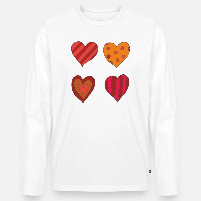 Herzen variation 4er - Männer Premium Bio Langarmshirt - Weiß