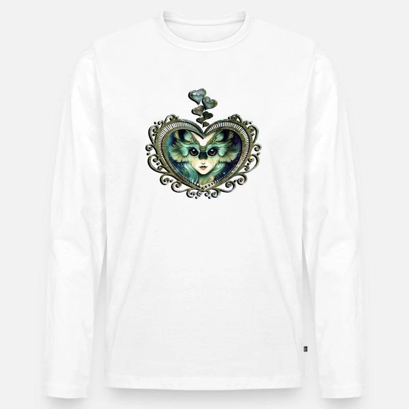 Das weise und wunderbare Eulenmädchen - Männer Premium Bio Langarmshirt - Weiß