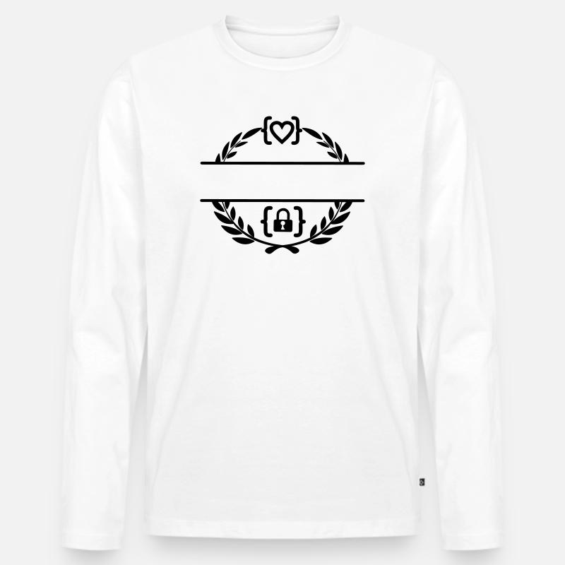 Code mit Herz und Code mit Schloss in Lorbeerkranz m Männer Premium Bio Langarmshirt