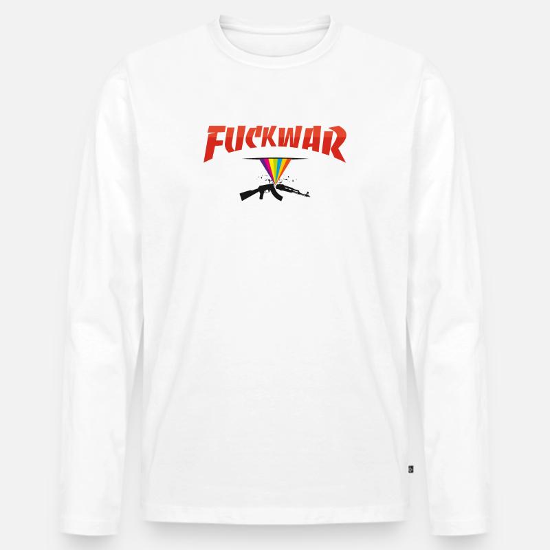 Fuckwar Regenbogen Waffe Statement - Männer Premium Bio Langarmshirt - Weiß