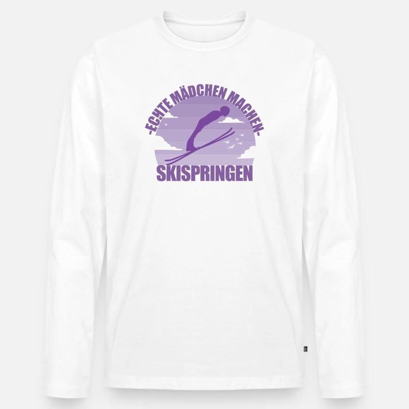 Skispringen Skispringerin Mädchen Geschenk - Männer Premium Bio Langarmshirt - Weiß