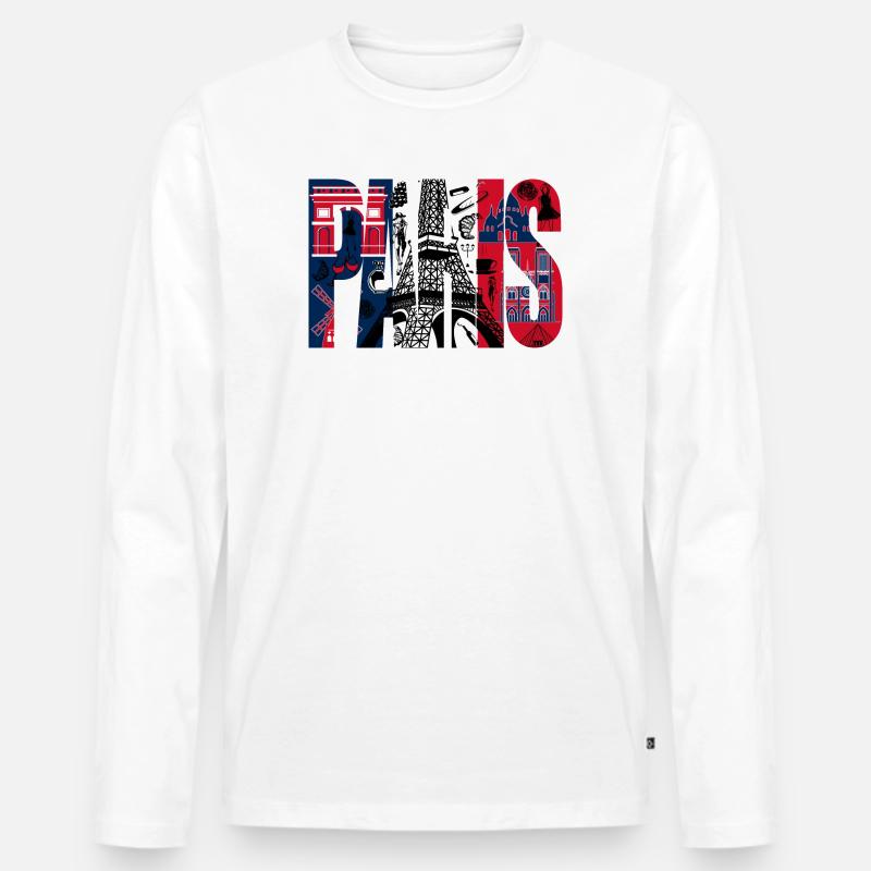 Collage Paris Eiffeltour - Männer Premium Bio Langarmshirt - Weiß
