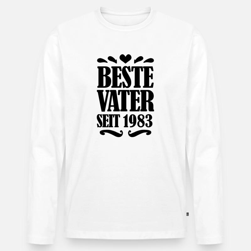 Bester Vater seit 1983 - Männer Premium Bio Langarmshirt - Weiß