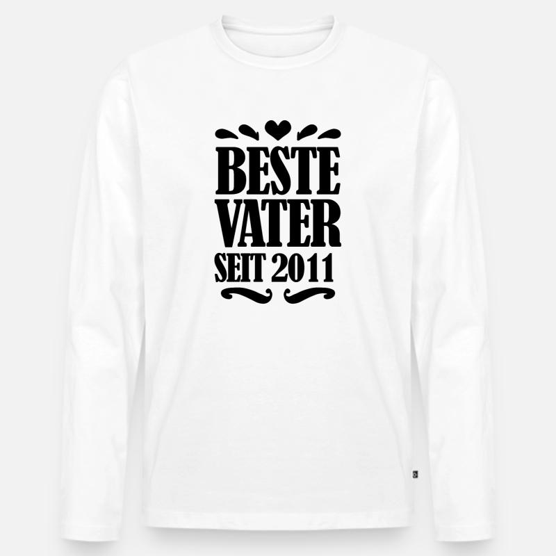 Bester Vater seit 2011 - Männer Premium Bio Langarmshirt - Weiß