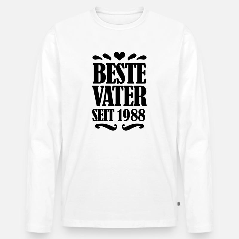 Bester Vater seit 1988 - Männer Premium Bio Langarmshirt - Weiß
