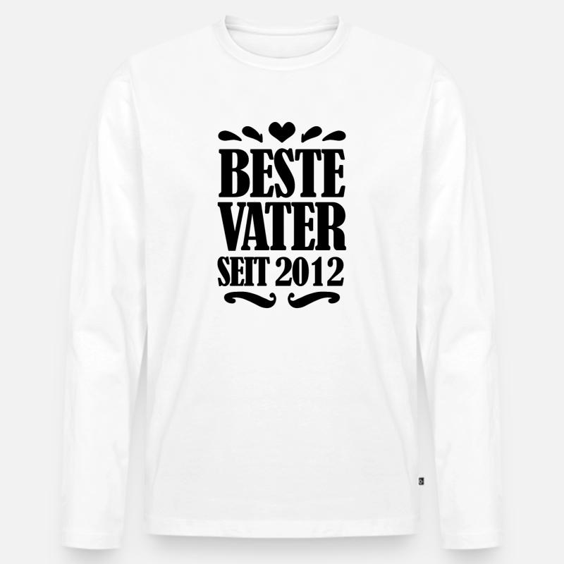 Bester Vater seit 2012 - Männer Premium Bio Langarmshirt - Weiß