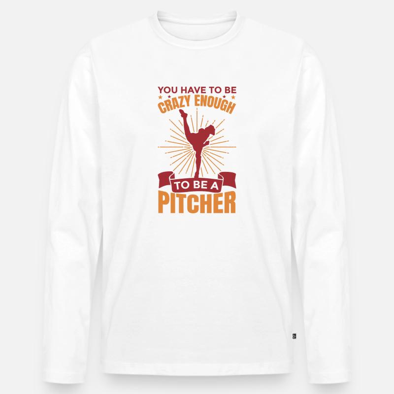 Pitcher Motivation - Männer Premium Bio Langarmshirt - Weiß