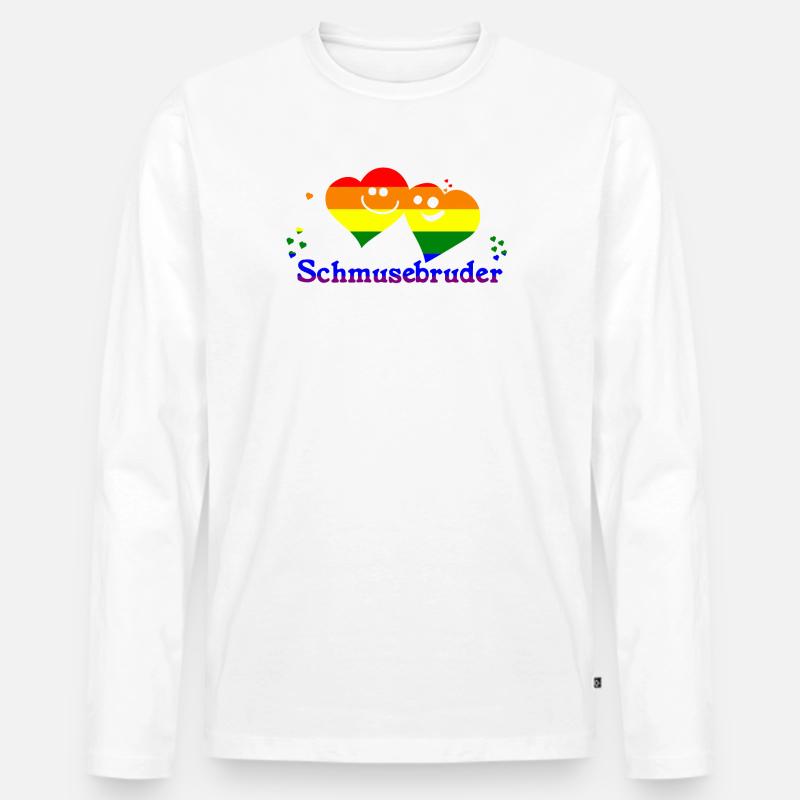Schmusebruder - Männer Premium Bio Langarmshirt - Weiß