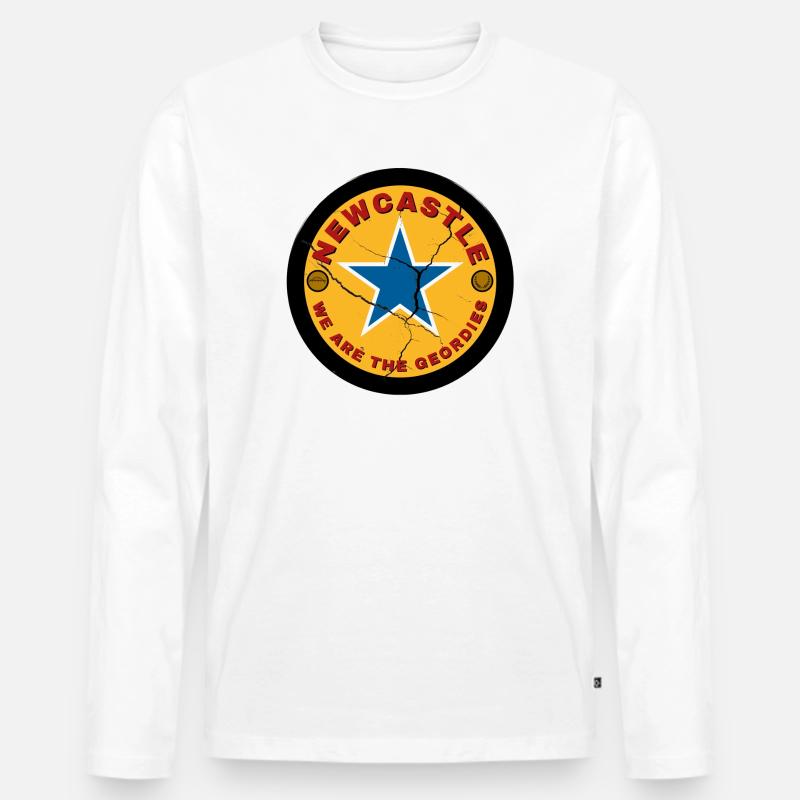 Blauer Stern Riss - Männer Premium Bio Langarmshirt - Weiß