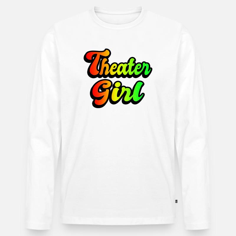 Theater Mädchen Regenbogen - Männer Premium Bio Langarmshirt - Weiß