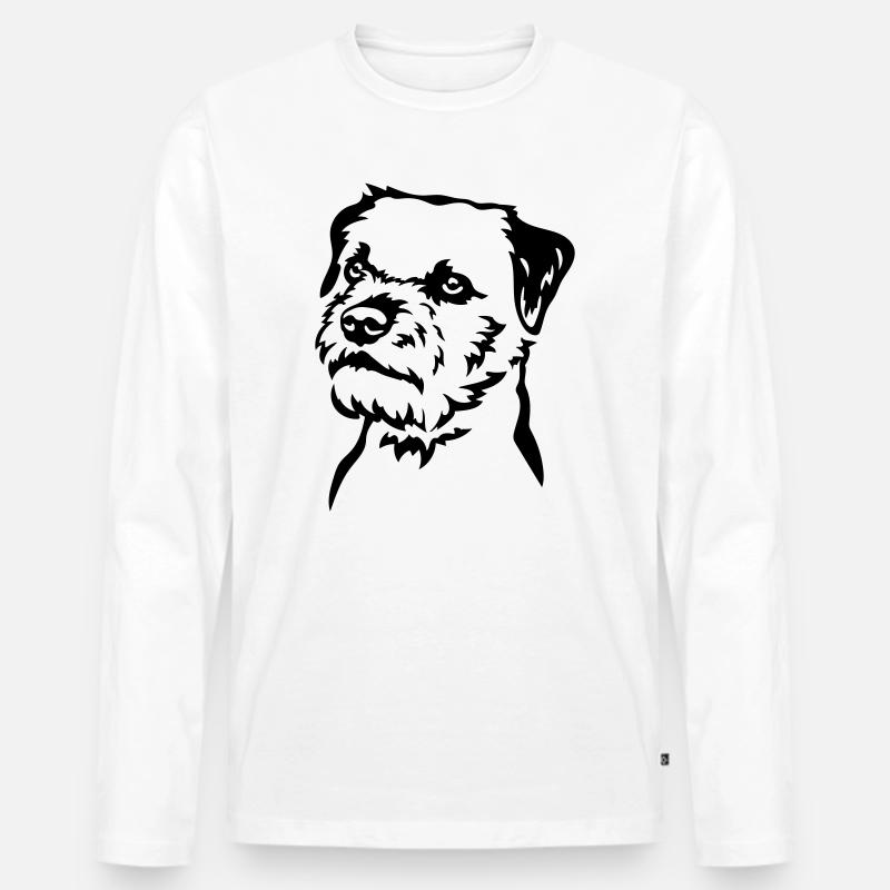 Border Terrier Kopf - Männer Premium Bio Langarmshirt - Weiß