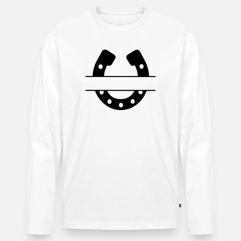 Hufeisen Bedeutung von Glück - Männer Premium Bio Langarmshirt - Weiß