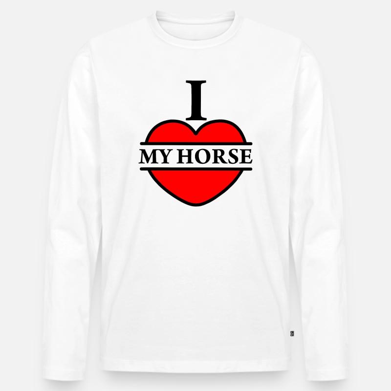 Ich liebe mein Pferd - Männer Premium Bio Langarmshirt - Weiß