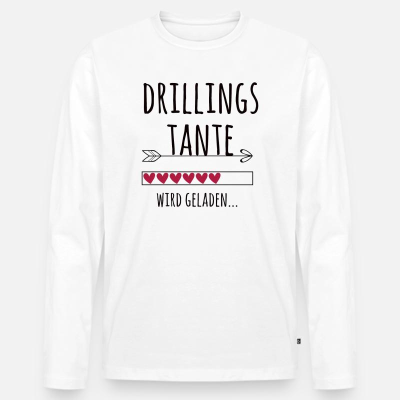 werdende Drillingstante Schwangerschaft Drillinge - Männer Premium Bio Langarmshirt - Weiß