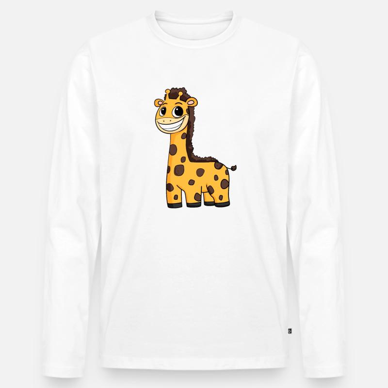 Giraffe Kinder Motiv Niedlich - Männer Premium Bio Langarmshirt - Weiß