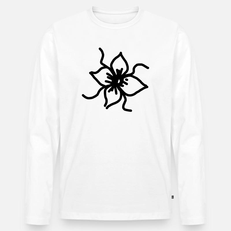Blumen - Männer Premium Bio Langarmshirt - Weiß