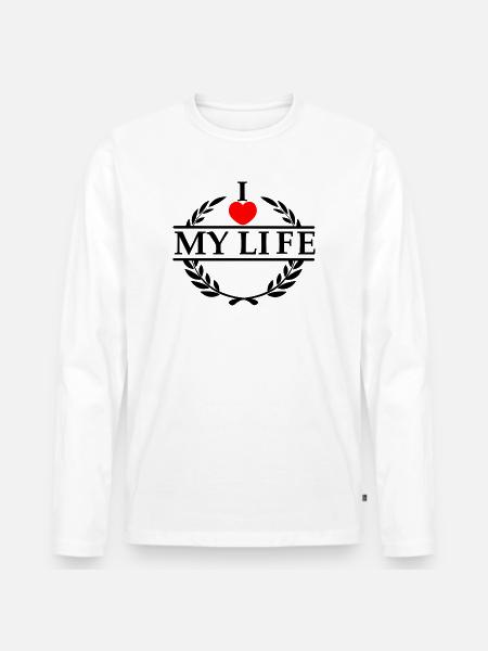 Elsker dit hjerte 020 - Premium økologisk langærmet T-shirt til mænd - hvid