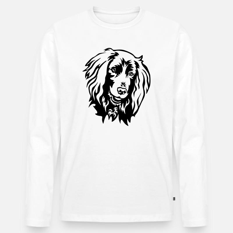 Deutsch Langhaar Kopf - Männer Premium Bio Langarmshirt - Weiß