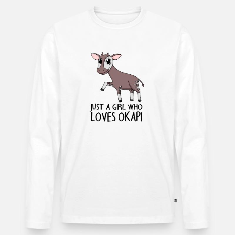 Okapi Mädchen Spruch - Männer Premium Bio Langarmshirt - Weiß