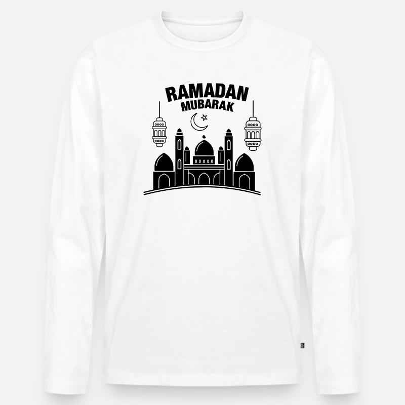 Ramadan Mubarak leuchtet - Männer Premium Bio Langarmshirt - Weiß