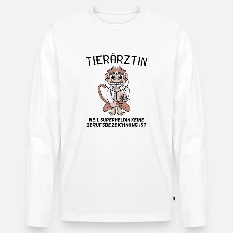 Tierarzt Geschenk mit Spruch - Männer Premium Bio Langarmshirt - Weiß