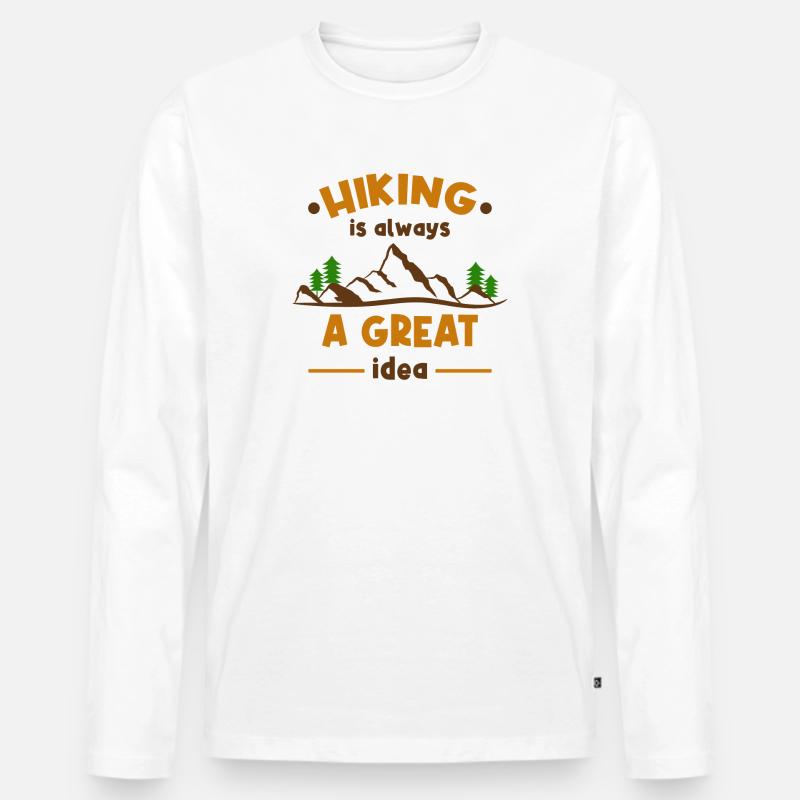 Wanderwege Bergsteigen Statement Wanderer Wandern - Männer Premium Bio Langarmshirt - Weiß