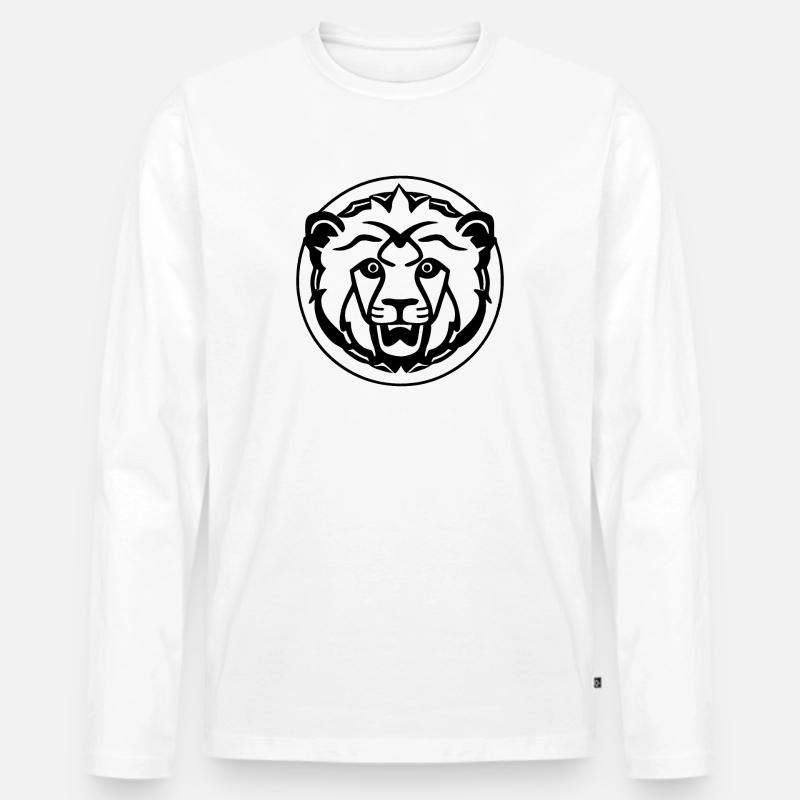 Löwe, Löwenkopf - Männer Premium Bio Langarmshirt - Weiß