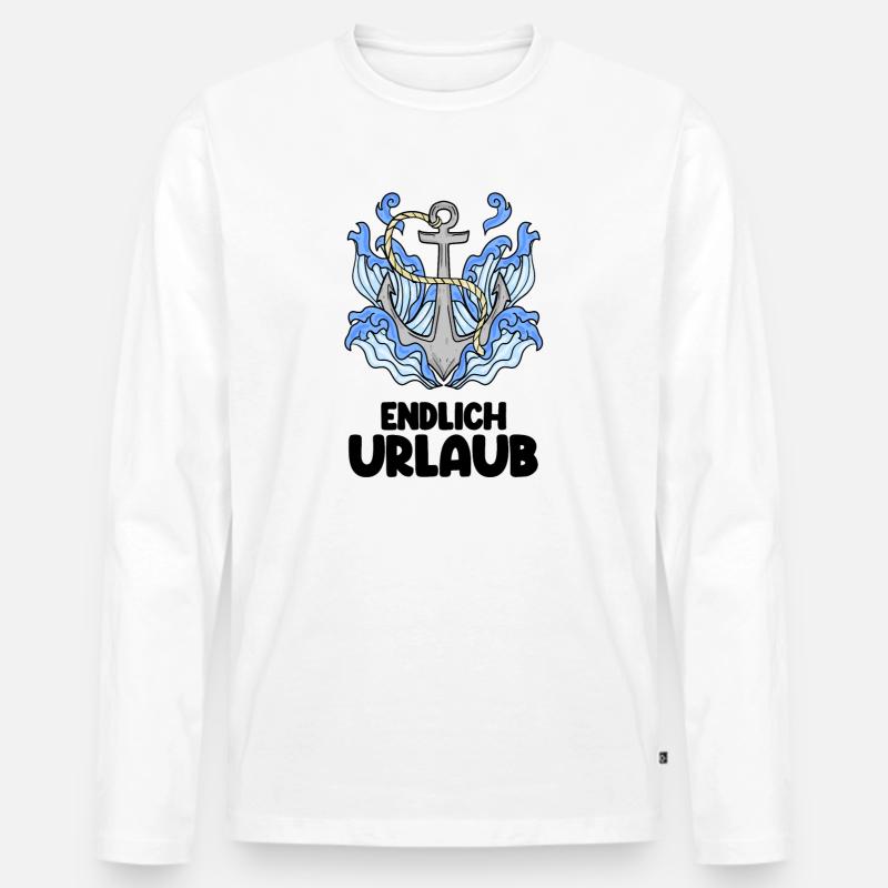 Urlaub Anker Nordsee - Männer Premium Bio Langarmshirt - Weiß