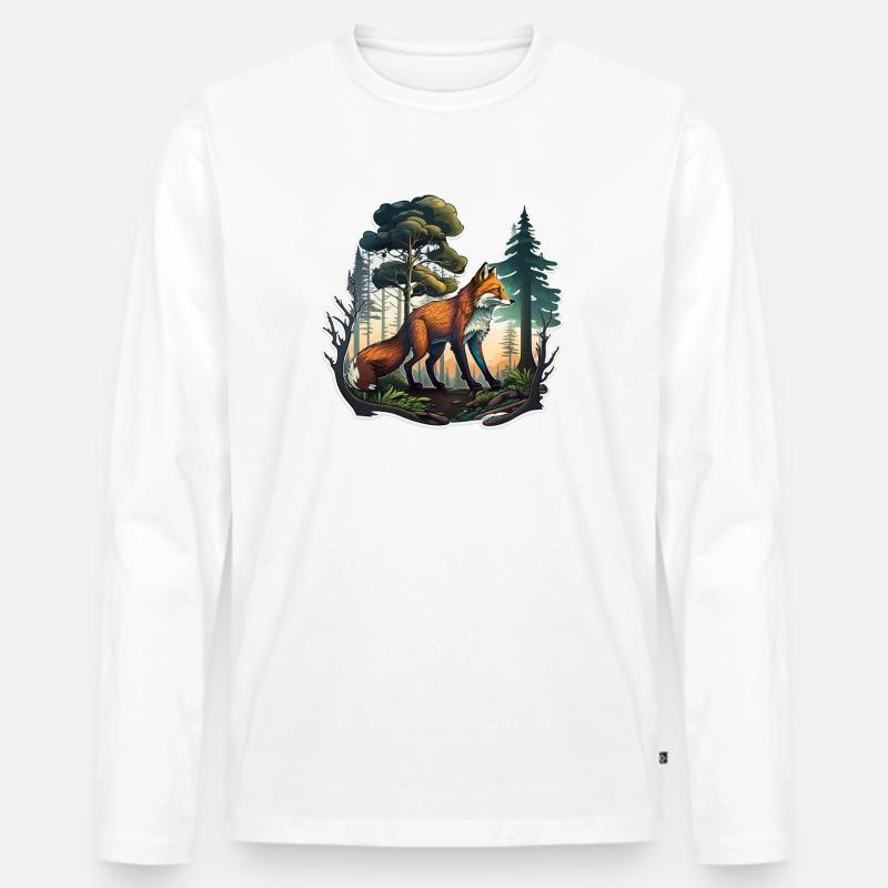Fuchs im Wald - Männer Premium Bio Langarmshirt - Weiß