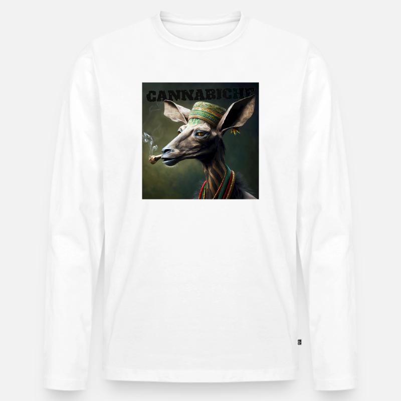 Cannabiche 04 mit Typografie - Männer Premium Bio Langarmshirt - Weiß