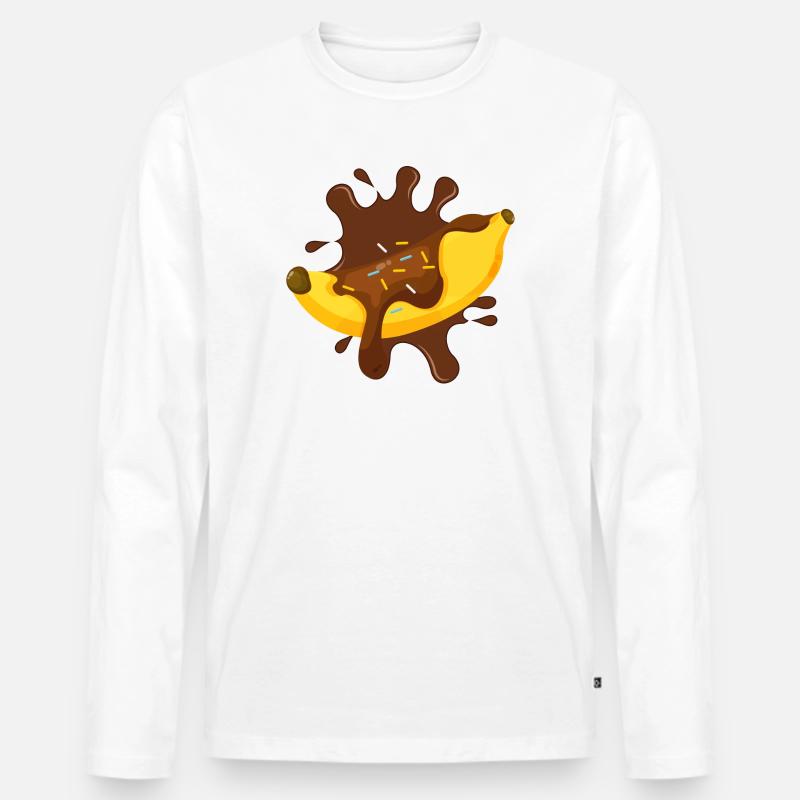 Schokolade, Schokoladenfächer, Bananensplit - Männer Premium Bio Langarmshirt - Weiß
