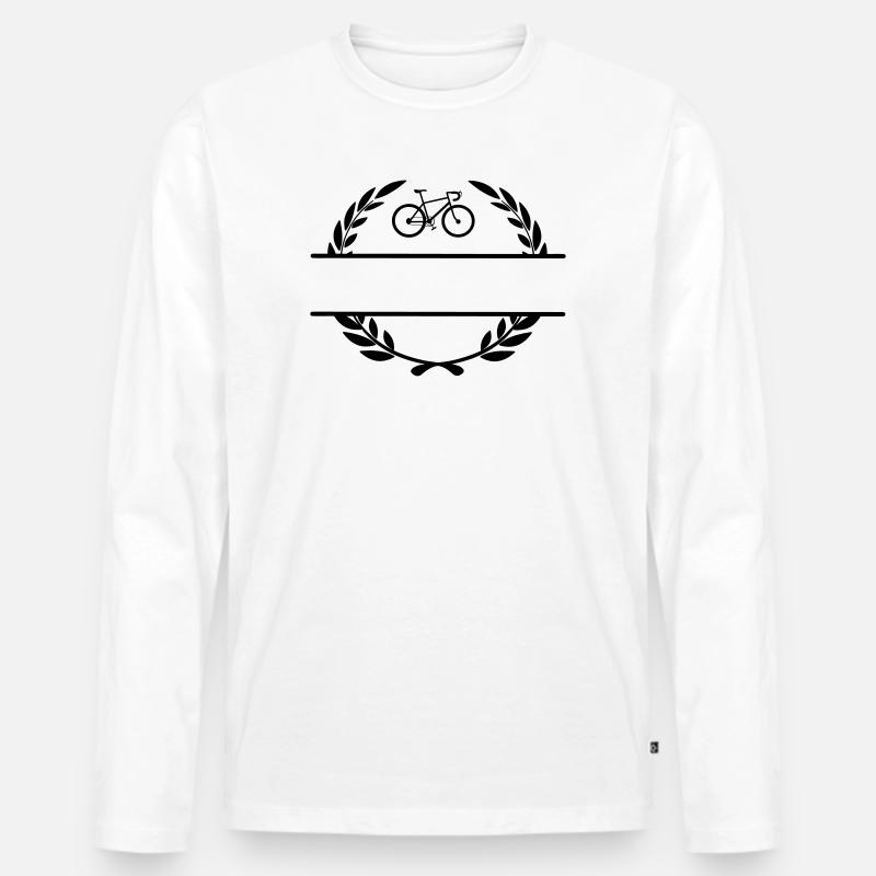 Fahrrad im Lorbeerkranz - Männer Premium Bio Langarmshirt - Weiß
